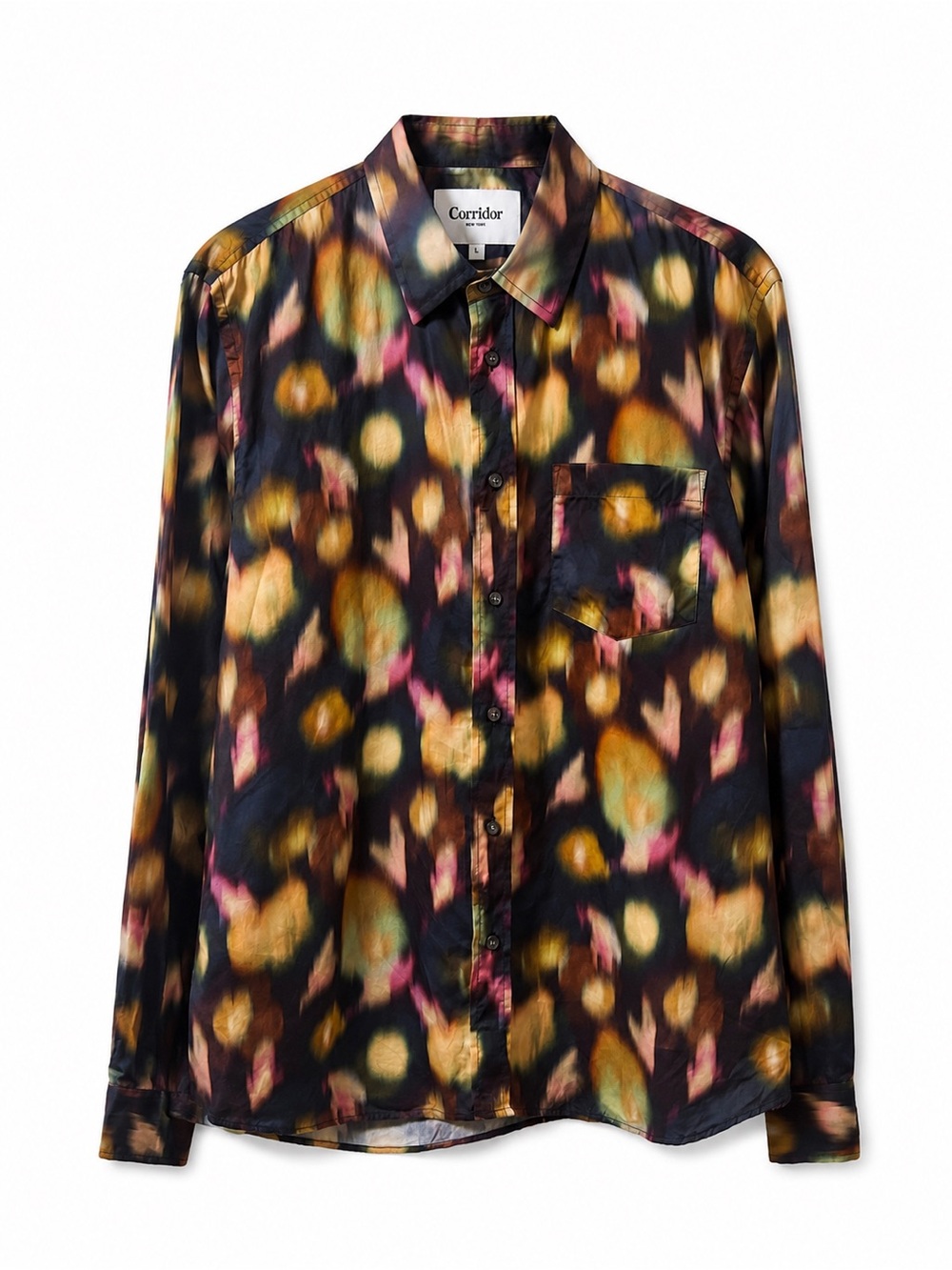 Corridor Men's Black Multicolor Abstract Print Dress Shirt